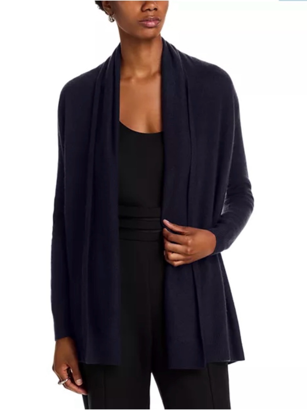 Ann Taylor Navy Open-Front Drape Cardigan Size S